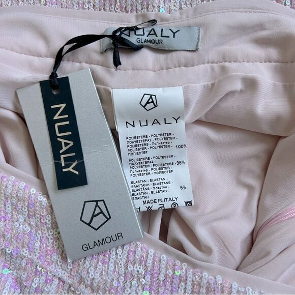 NAULY GLAMOUR Sequined Pink Iridescent Ankle-Length Pants Size IT 42 USA M - Picture 11 of 11